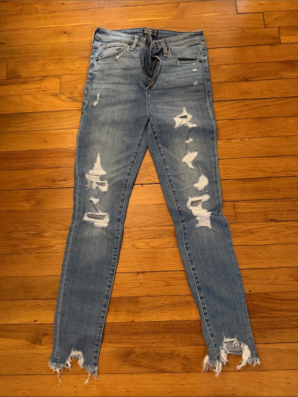 Abercrombie & Fitch Light Blue Distressed Skinny Jeans
